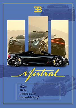 Bugatti Mistral Car Advertisement Poster
