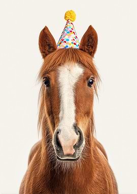 Horse with Party Hat