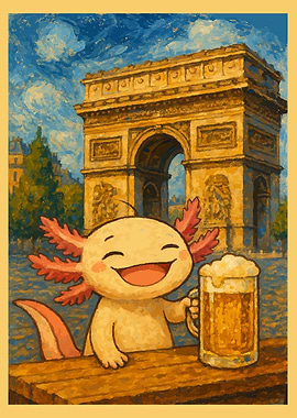 Axolotl in Paris with Beer
