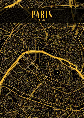 Paris Golden Map Art