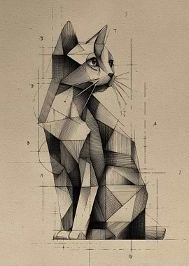 Geometric Cat Blueprint