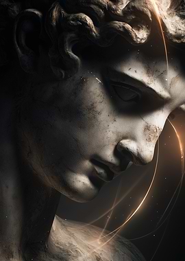 David Statue with Golden Light