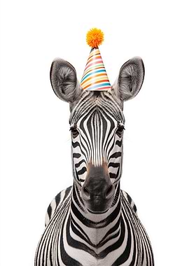 Zebra with Party Hat