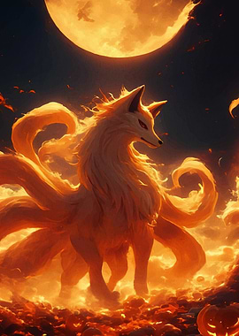 Nine-tailed full moon