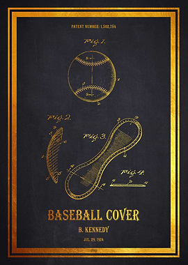 Baseball Cover Patent 1924 - Gold