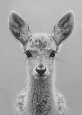 Monochrome Deer Portrait
