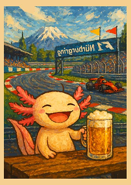 Axolotl with Beer at Race Track