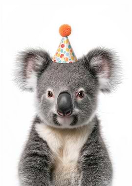 Koala with Birthday Hat