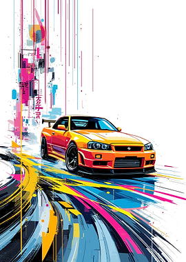 Nissan Skyline R34 Abstract Art