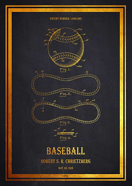 Baseball Patent 1928 - Gold
