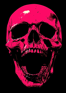 Pink Skull on Black Background