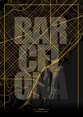 Barcelona City Map Art