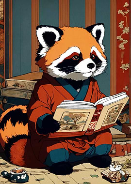 Red Panda Reading a Book