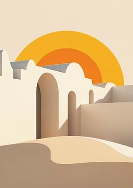 Minimalist Desert Landscape with Sunset