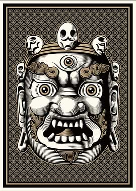 Japanese Oni Mask Illustration