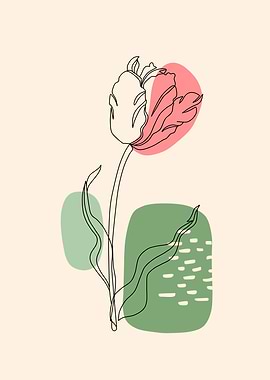 Minimalist Tulip Line Art