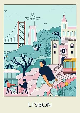Lisbon Cityscape Illustration