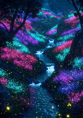 Enchanted Glowing River Landscape