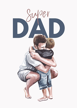 Super Dad Watercolor Hug