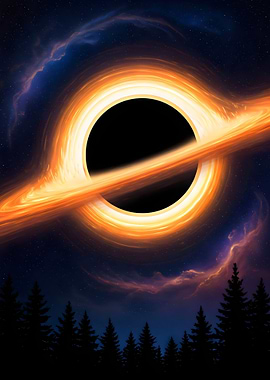 Black Hole Over Forest Digital Art
