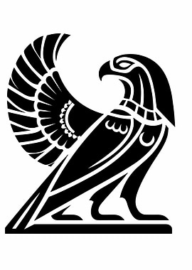 Egyptian Horus Icon Black and White