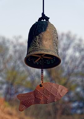 Hanging Bell with Fish Ornament