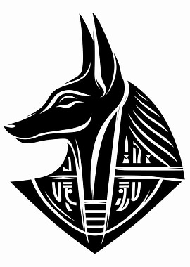 Anubis Black and White Illustration