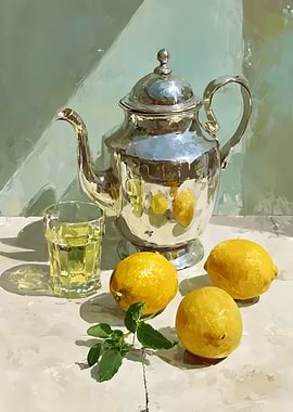 Still Life With Lemons and Teapot