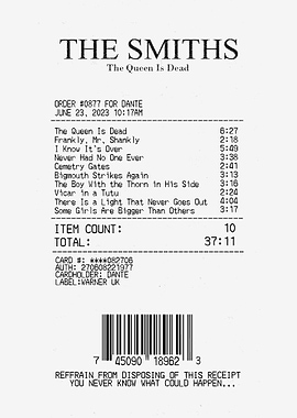 The Smiths 'The Queen Is Dead' Receipt