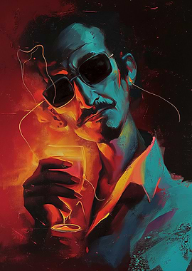 Man with Drink Digital Art