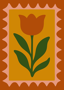 Retro Tulip Flower Illustration