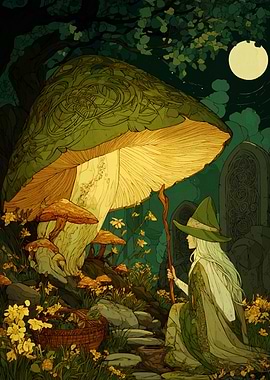 Mushroom Witch in Forest Glade