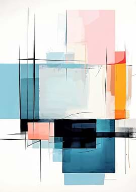 Abstract Geometric Composition with Pastel Colors