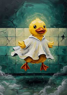 Duckling in Bathroom Painting