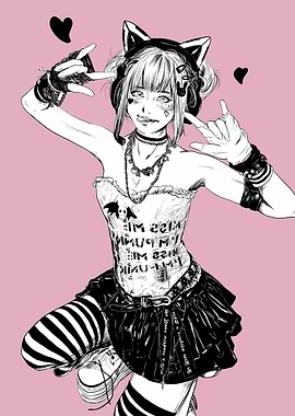 Anime Girl with Cat Ears Headphones