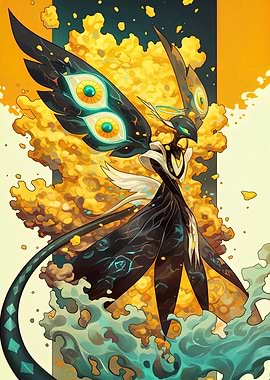 Winged Figure with Eyes and Tail