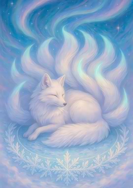 Nine-tailed Fox in Winter Scene