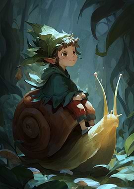 Elf Riding a Snail