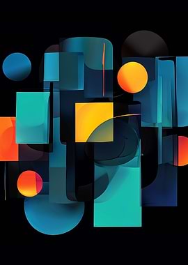 Abstract Geometric Shapes on Black Background