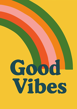 Happy Inspirational Retro Rainbow Art