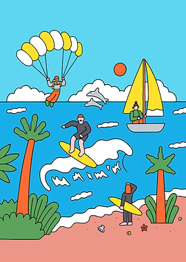 Beach Activities Illustration