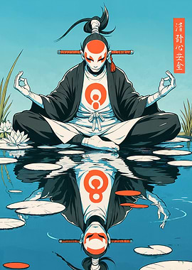 Meditating Figure in Water Reflection