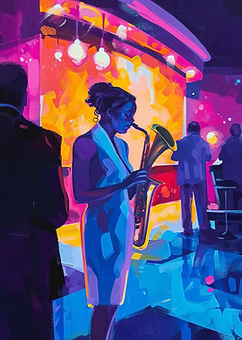Jazz Saxophone Player Painting