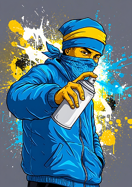 Urban Graffiti Artist with Spray Can