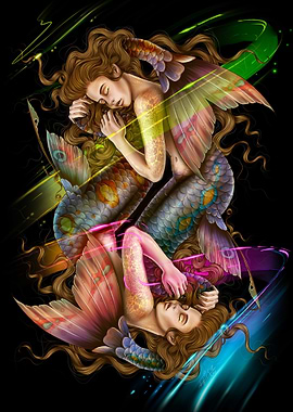 Sleeping Mermaids Digital Art