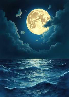 Moonlit Ocean Waves