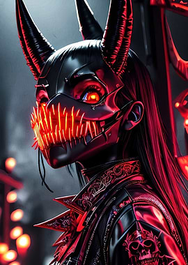Cyberpunk Demon Girl Mask