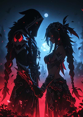 Dark Fantasy Couple Holding Hands