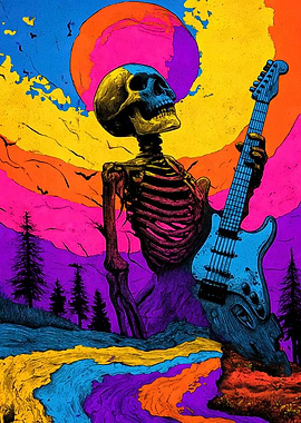 Psychedelic Skeleton Guitarist