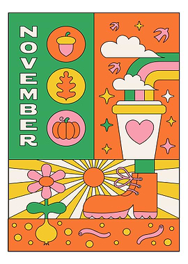 November Retro Illustration